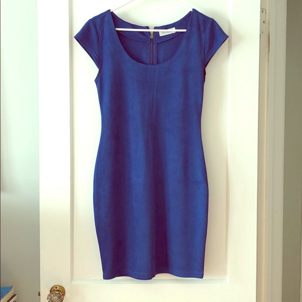 Blue suede like dress